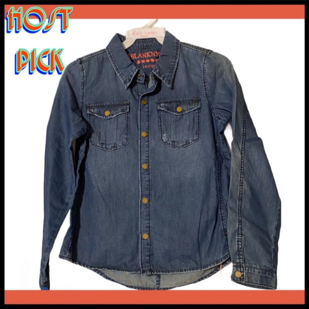 NWT BLANKNYC GIRLS’S Sz 10 Cotten snap Denim Shirt